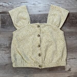 NWT Madewell Cream Floral Cotton Top with Flutter Sleeves Cottagecore XXS